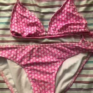 Pink and white bikini